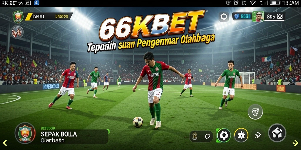 Tampilan gameplay menarik di 66KBET dengan aksi sepak bola yang menegangkan.