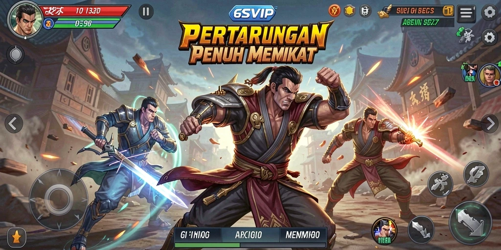 Screenshot aksi pertarungan di 6SVIP yang mendebarkan.