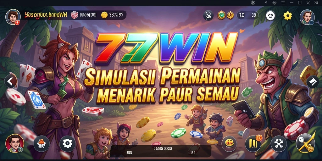 Screenshot gameplay 77WIN menunjukkan dunia simulasi yang menarik.