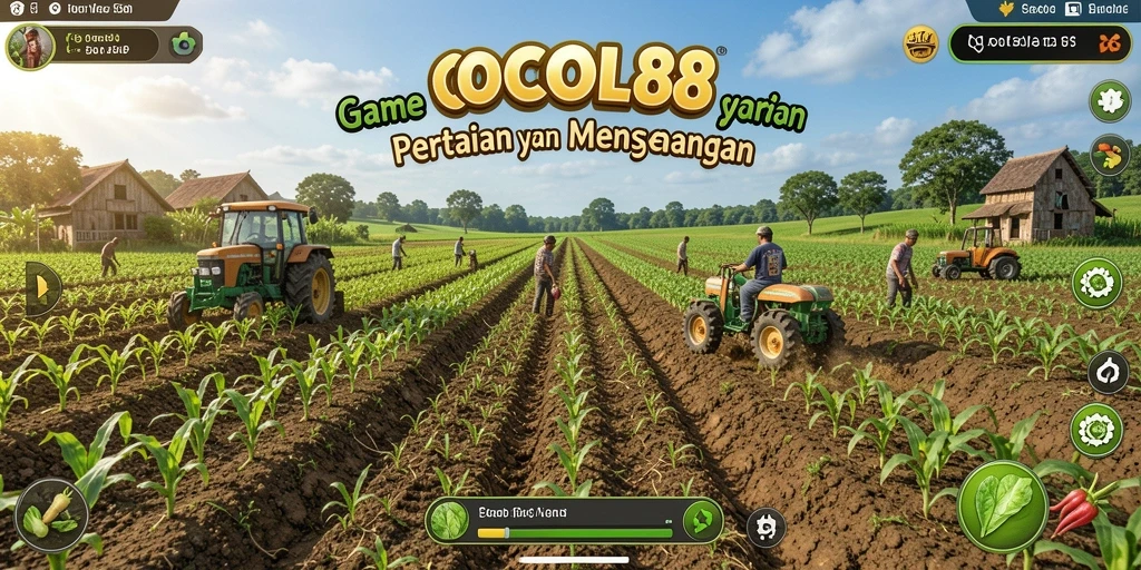 Screenshot gameplay COCOL88 menampilkan aktivitas bertani yang seru.