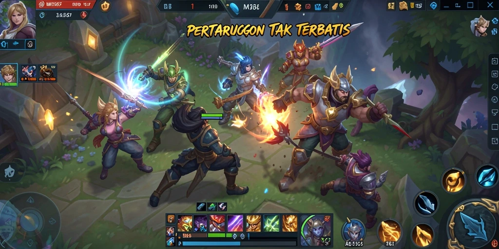 Tampilan gameplay epik dalam pertarungan tim di DEWI567