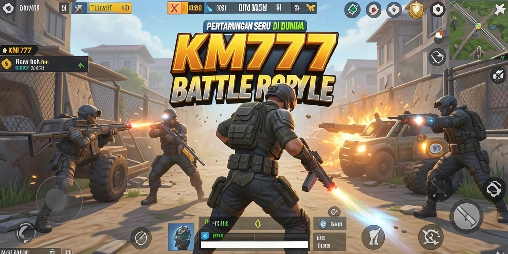 Gameplay seru dalam KM777 dengan pertarungan Battle Royale intens.