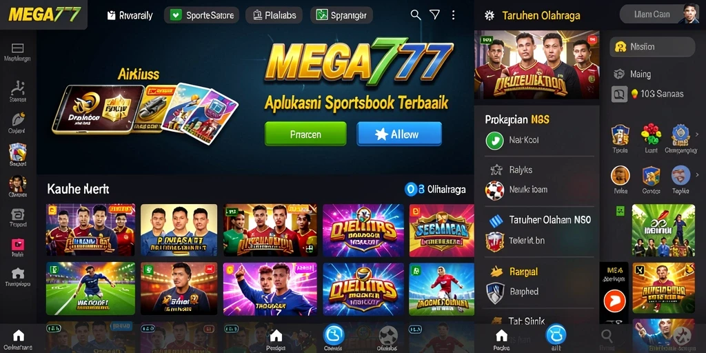 Tangkapan layar MEGA777 menampilkan antarmuka taruhan olahraga yang menarik.