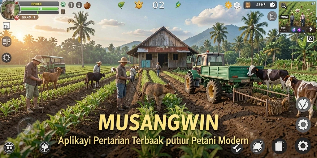 Screenshot gameplay MUSANGWIN dengan visual yang menarik dalam pertanian.