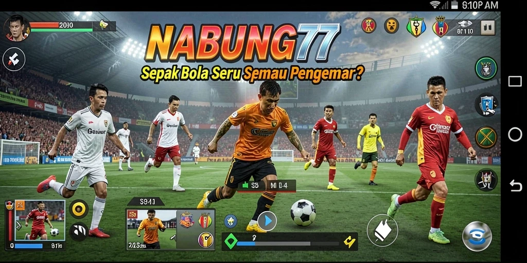 Tampilan gameplay NABUNG77 yang penuh aksi dalam pertandingan sepak bola.