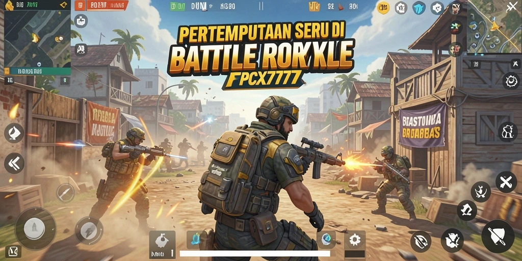 Tangkapan layar gameplay PCX777 menampilkan aksi pertempuran seru di arena Battle Royale.