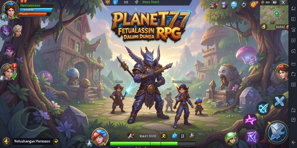 Screenshot menunjukkan pertarungan epik dalam dunia RPG PLANET77.