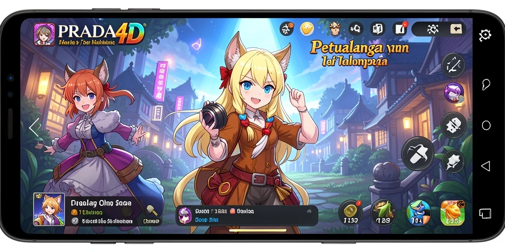 Tangkapan layar utama PRADA4D menampilkan aksi seru dalam dunia Anime.