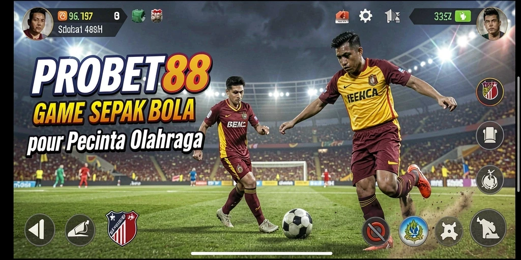Tampilan gameplay PROBET88 yang menarik dengan aksi sepak bola yang seru.