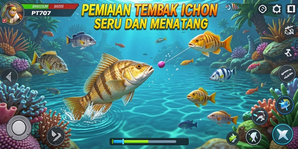 Screenshot menampilkan aksi seru gameplay Tembak Ikan.
