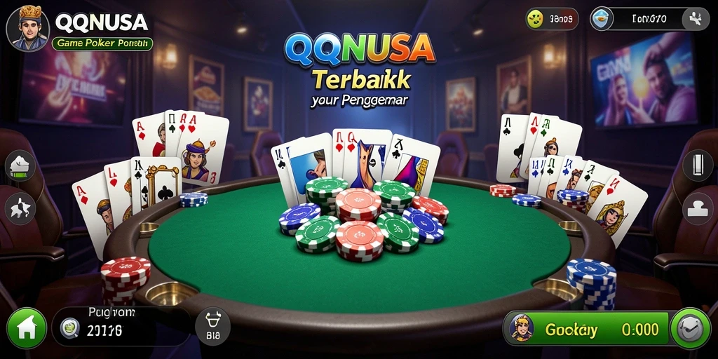 Tangkapan layar gameplay QQNUSA menampilkan keseruan permainan poker.
