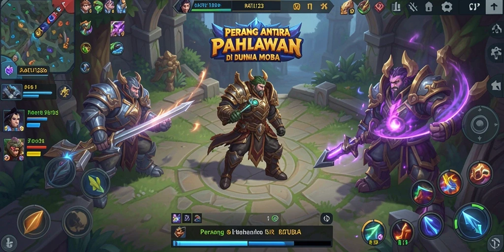 Gameplay seru di RATU123 dengan pertempuran intens antara pahlawan.