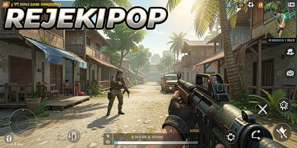 Screenshot utama menampilkan aksi seru dalam permainan TPS REJEKIPOP.