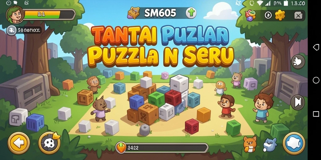Tampilan gameplay seru dari SM605 dengan tantangan puzzle beragam.