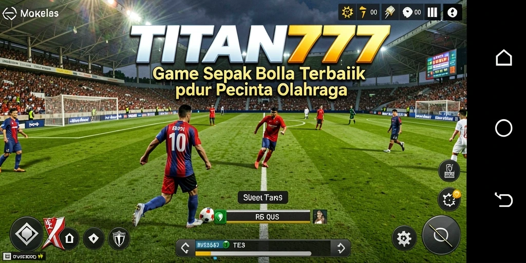 Tampilan gameplay menarik dari TITAN777 dengan aksi sepak bola yang seru.