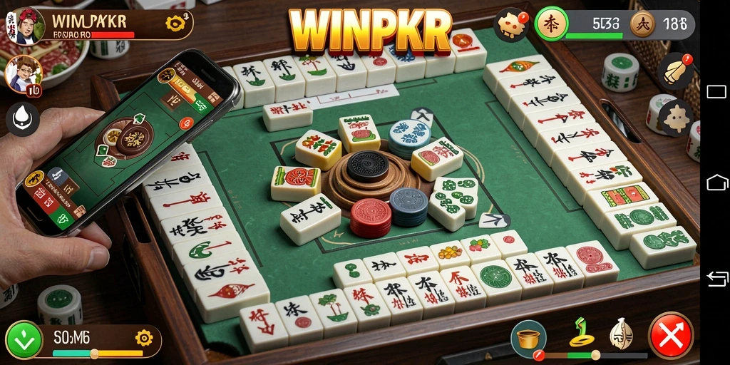 Tampilan gameplay seru WINPKR saat bermain Mahjong.