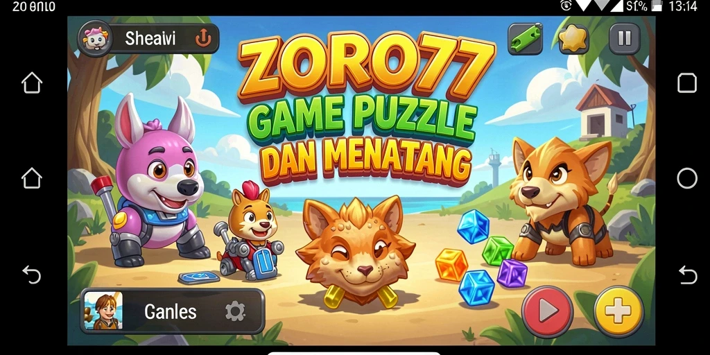 Screenshot gameplay ZORO77 dengan puzzle menarik dan berwarna-warni.
